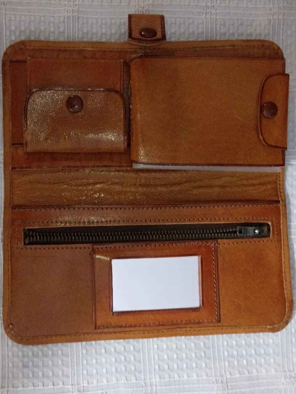 Vintage Hand Tooled Leather Wallet Embossed Floral Design